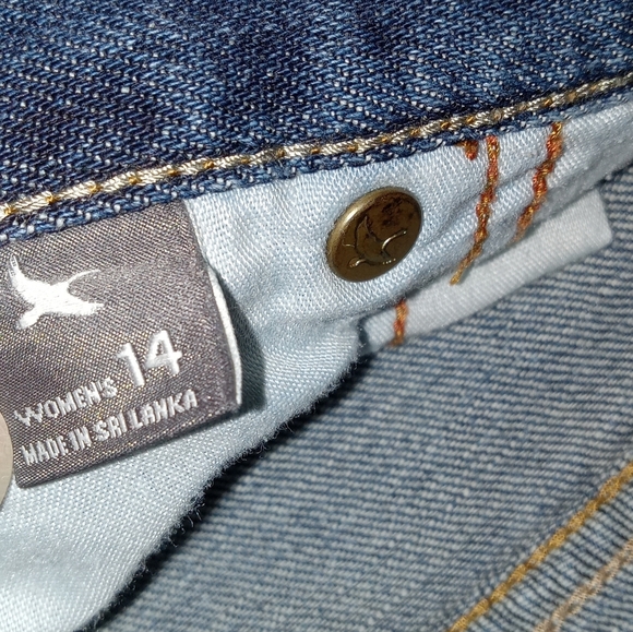 Eddie Bauer EUC Plaid Patch Relaxed Fit Boyfriend Jeans size 14 - Picture 8 of 12